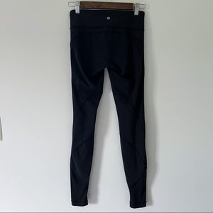 lululemon | black leggings with mesh side detail and knit ribbed ankle cuff 4